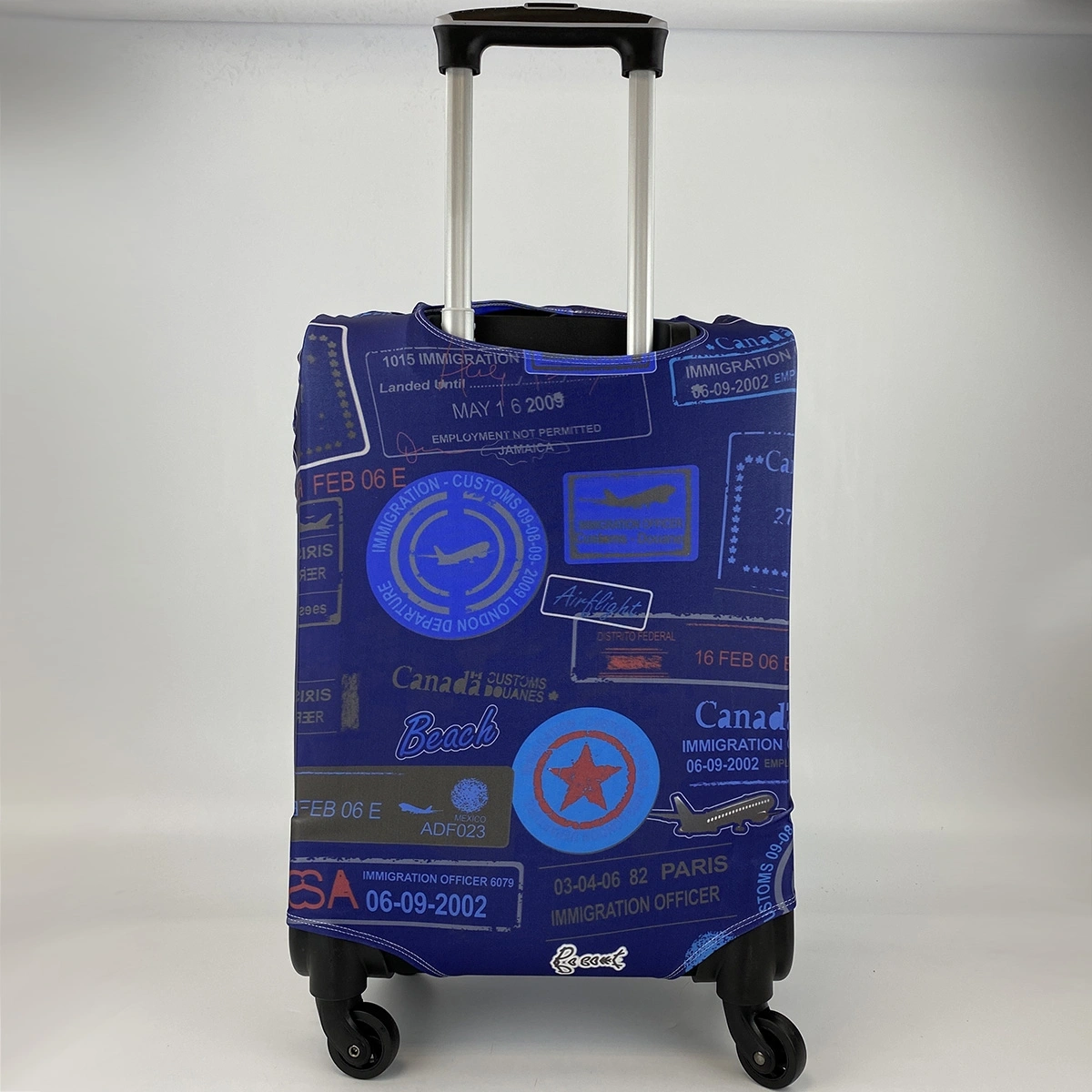 Чехол для чемодана синий  Штампы фото 2
