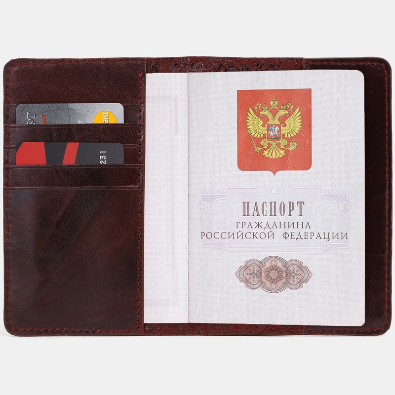 Обложка для паспорта бордовый Alexander Ts PR006 фото 2